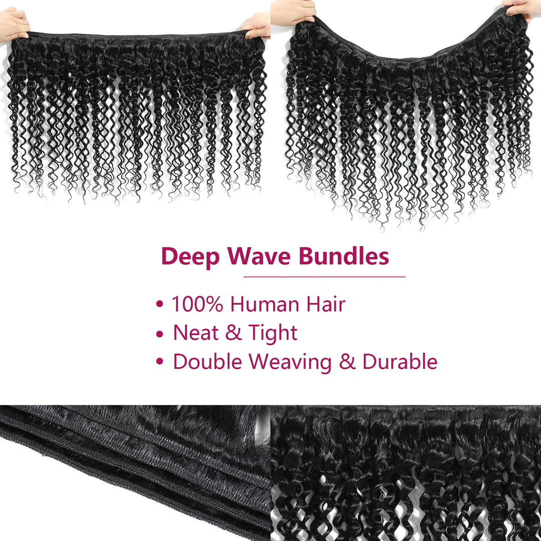 Allove Hair Malaysian Deep Wave 3 Bundles Virgin Human Hair