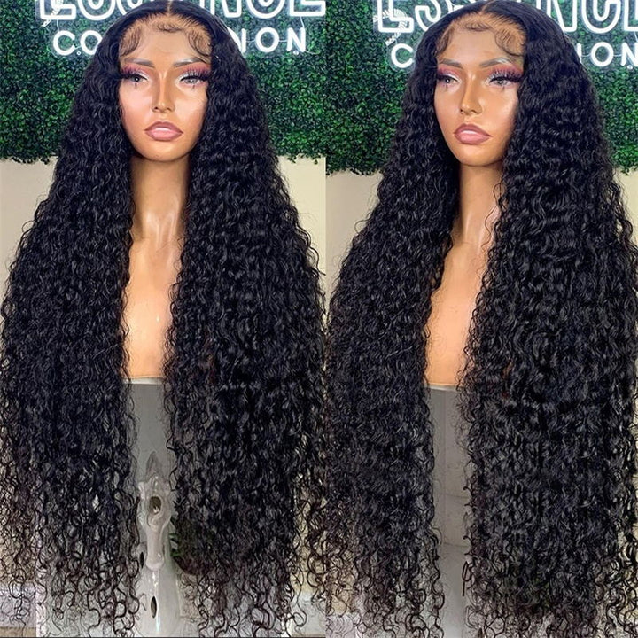 Allove Hair C-Shape 5x5 Deep Wave Hair HD Glueless Lace Front Wigs 180% Density