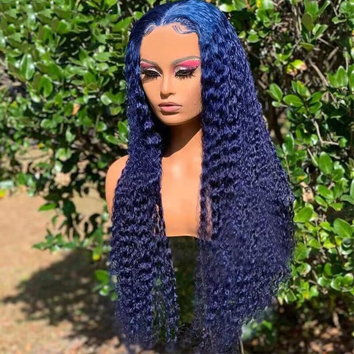 Flawless Blue - Allove Hair Navy Blue Human Hair 13x4 HD Glueless Lace Frontal Wig