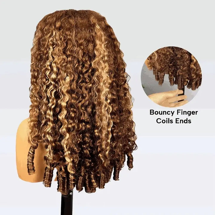 Allove Hair 250% Density Highlight Honey Blonde Burmese Curly Wig