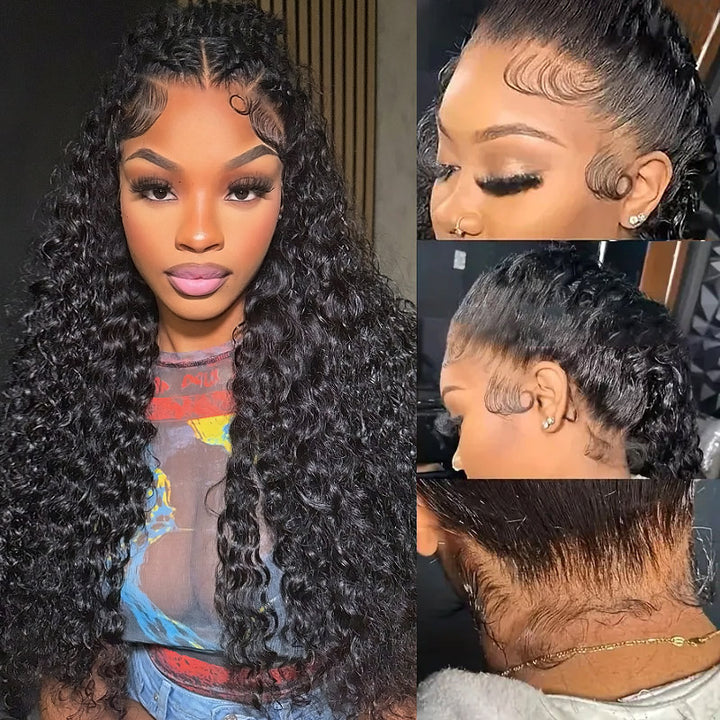 Glueless Water Wave Full Lace Wig | Drawstring Adjustable | 100% Brazilian Hair | HD Undetectable Lace