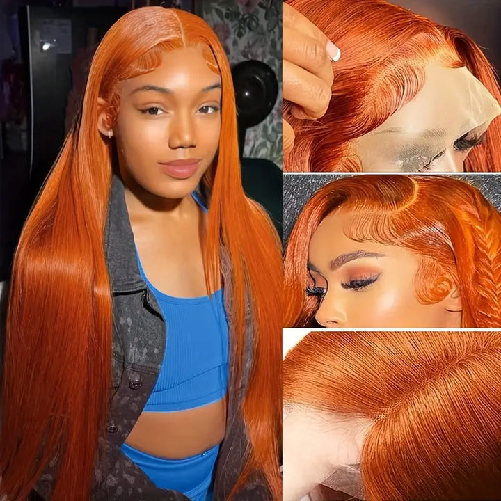 [ Halloween Deal - No Code Needed] Ginger Orange Straight / Body Wave Human Hair 13x4 Lace Frontal Wig Flash Sale