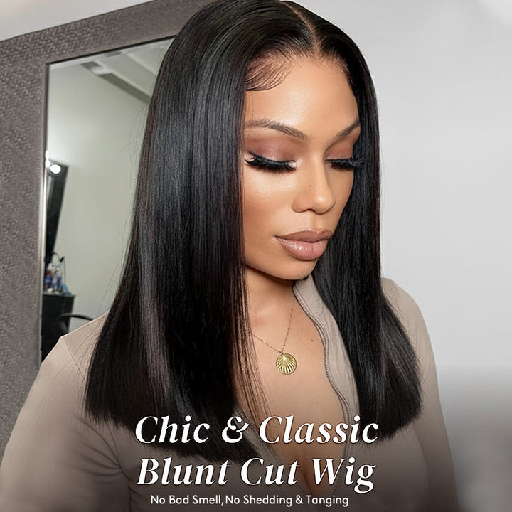 200% Density Silky Blunt Cut Bob Wigs All-Day Comfort 5x5 Glueless Wigs with Super Natural Hairline - AlloveHair