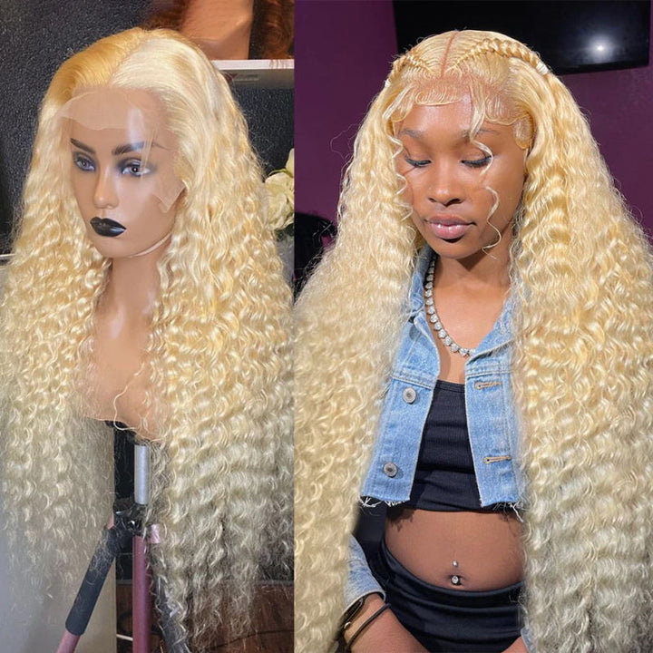 613 Blonde 13*4 HD Loose Deep Wave Lace Frontal Human Hair Pre-Plucked Wig