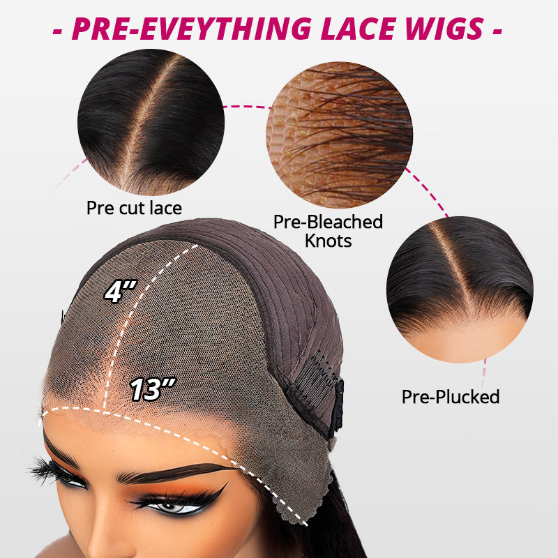 300% Density Long Water Wave 13x4 Lace Front Wig Pre Everything Glueless HD Lace Wigs