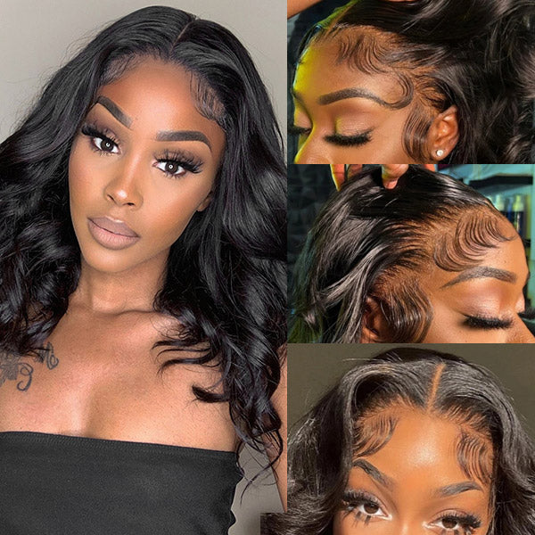 Short Body Wave Glueless Bob Wig 13x1/4x4/13x4 Lace Front Human Hair