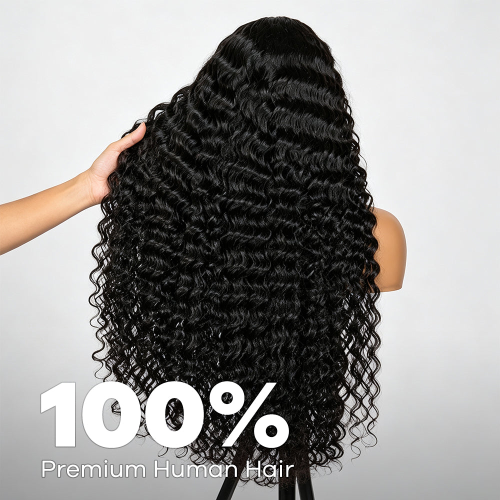 250% Density Pre Braided Deep Wave Wig 13x4 13x6 Full HD Lace Frontal Wig With Pre Bleached Knots Glueless Wigs