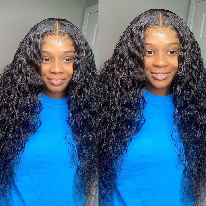 Allove Brazilian Water Wave Human Hair 4 Bundles with 4x4 Lace Closure