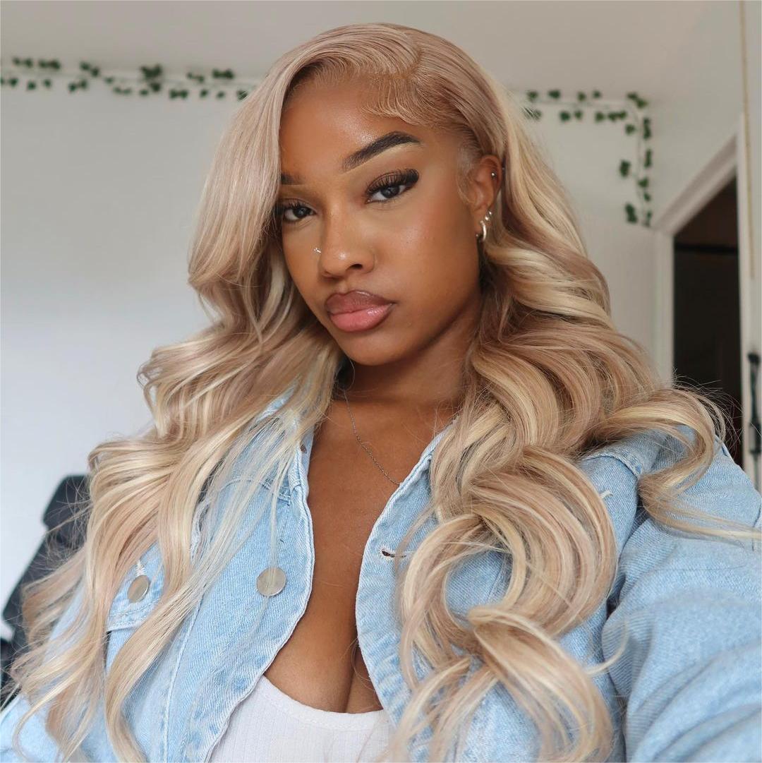 Allove Hair Barbie Blonde Wig With Brown Highlights #P10/613 Straight & Body Wave 13x4 Lace Front Wigs