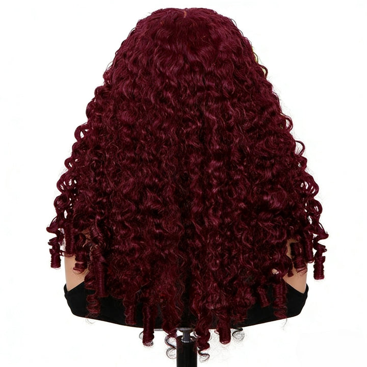 30 Inch Burmese Curly Hair Wear Go Glueless Wig 99J Burgundy Color Pre Cut 7x6/13x6  Lace Front Wig