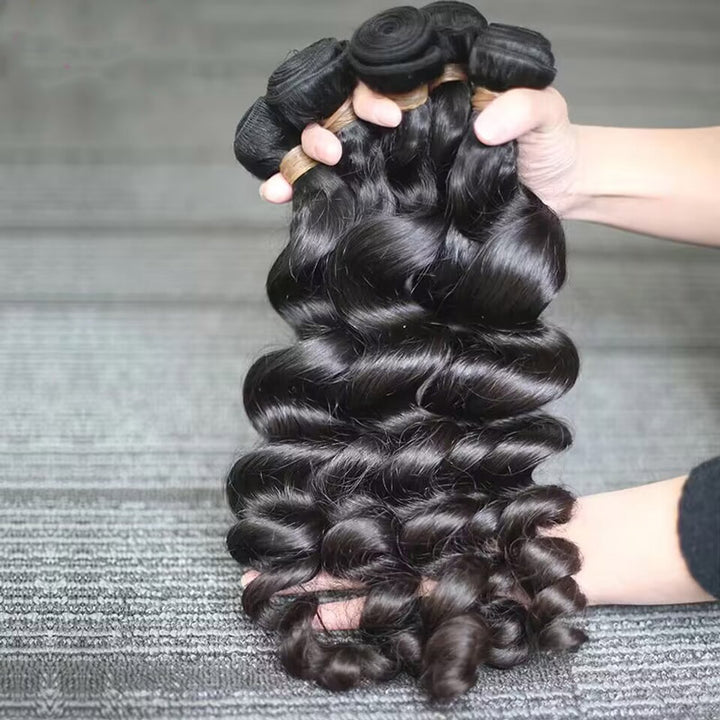 Allove Hair Indian Loose Wave Virgin Human Hair Weave 4 Bundles