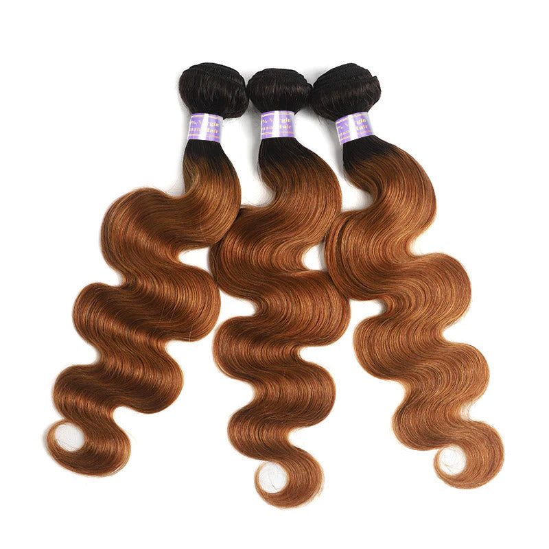 1B/30 Ombre Color Body Wave/Straight Human Hair Bundles With 13x4 13x6 Lace Frontal Closure Brazilian Hair - AlloveHair