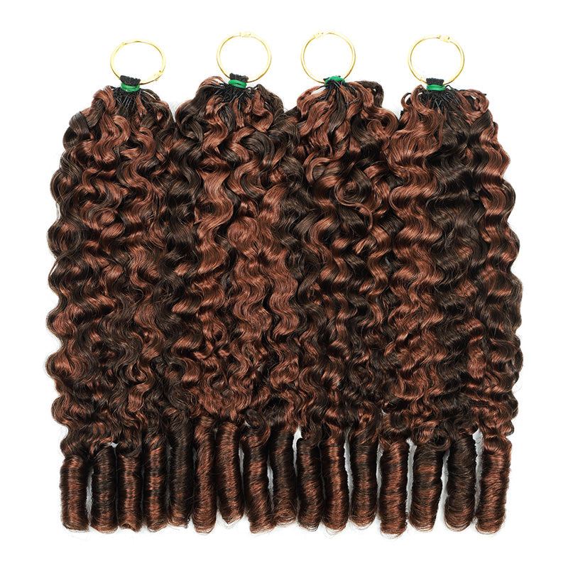 P4/30 Highlight Brown Burmese Curly Crochet Human Hair for Miracle Knots Pre-Separated 50g/Pack