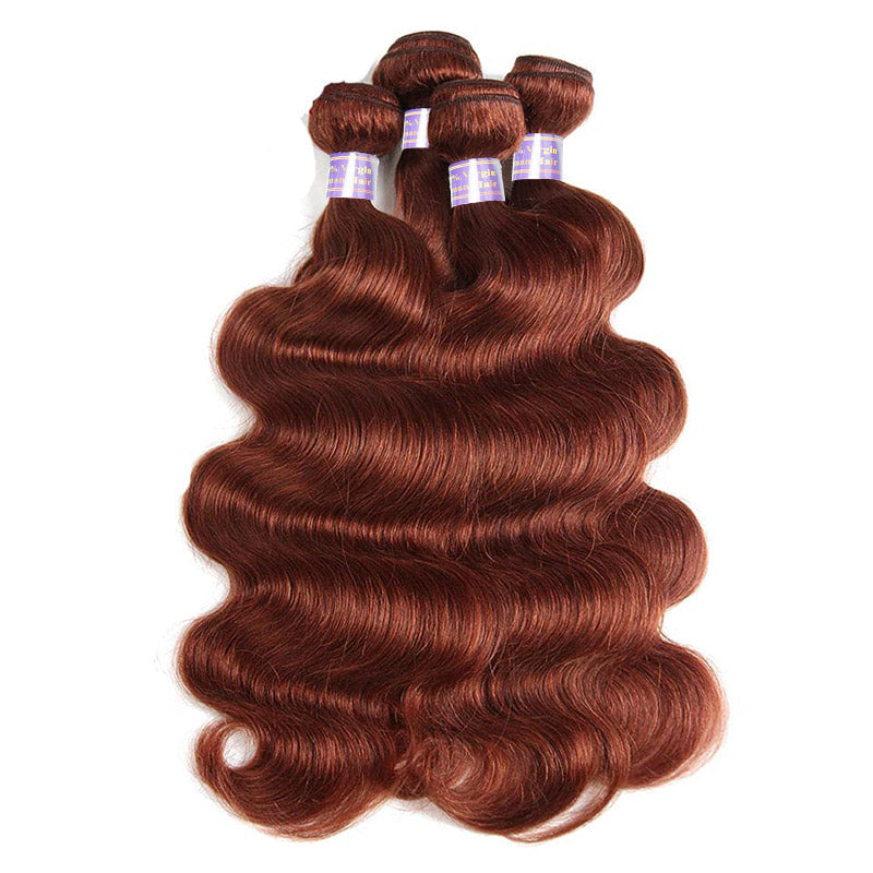 #33 Reddish Brown Bundles with 13x4 13x6 HD Lace Frontal 30 Inch Body Wave Human Hair Bundles - AlloveHair