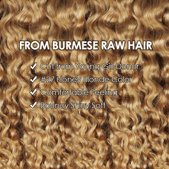 [Ship in 12Hours] Allove Burmese Curly Bundles #27 Color Tangle Free Virgin Hair Weave - AlloveHair