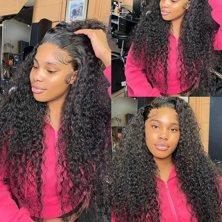 Pre Cut Lace Wig Deep Wave Human Hair 26 Inch 13x6 HD Lace Frontal Wigs for Women Deep Curly Glueless Wigs - AlloveHair