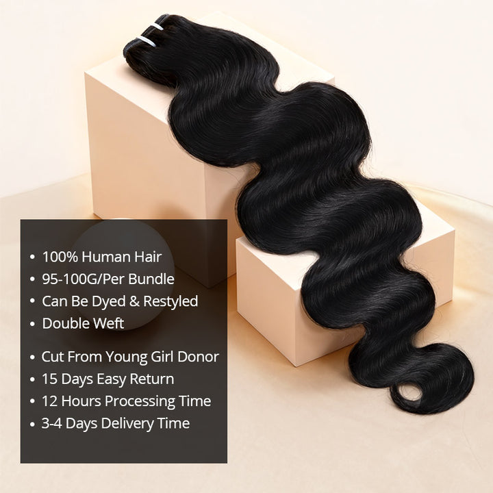 Allove 15A Raw Brazilian Body Wave Hair 3 Bundles With 2x6 Lace Closure Human Hair Bundles With Closure
