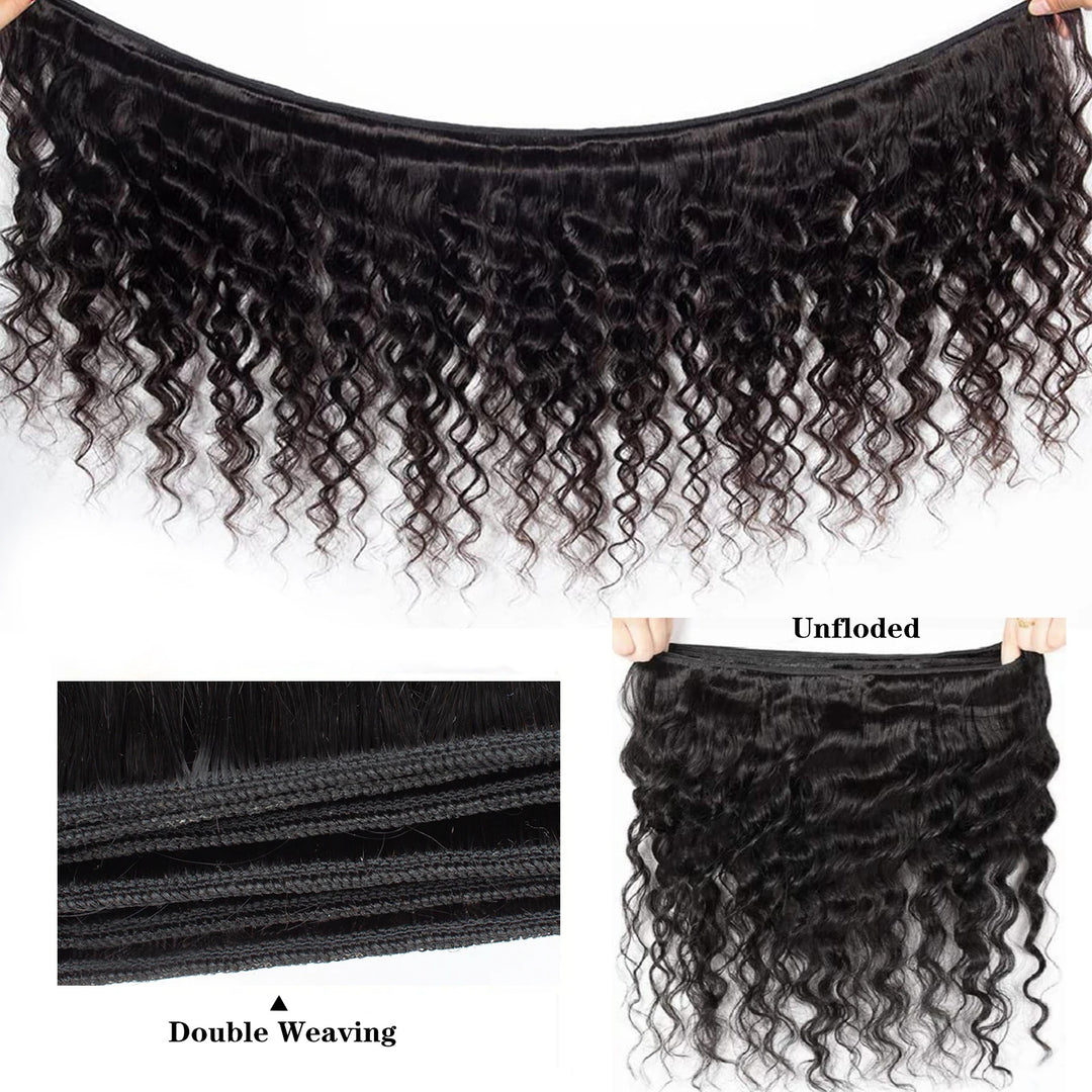 Allove Hair Malaysian Loose Deep Wave 3 Bundles with 4*4 Lace Closure Virgin Hair Extensions
