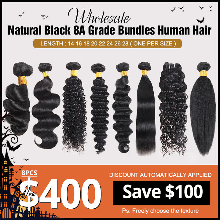 【Wholesale 8A Bundles Deal】$400 8 Bundles Freely Choose Textures Human Hair Deals