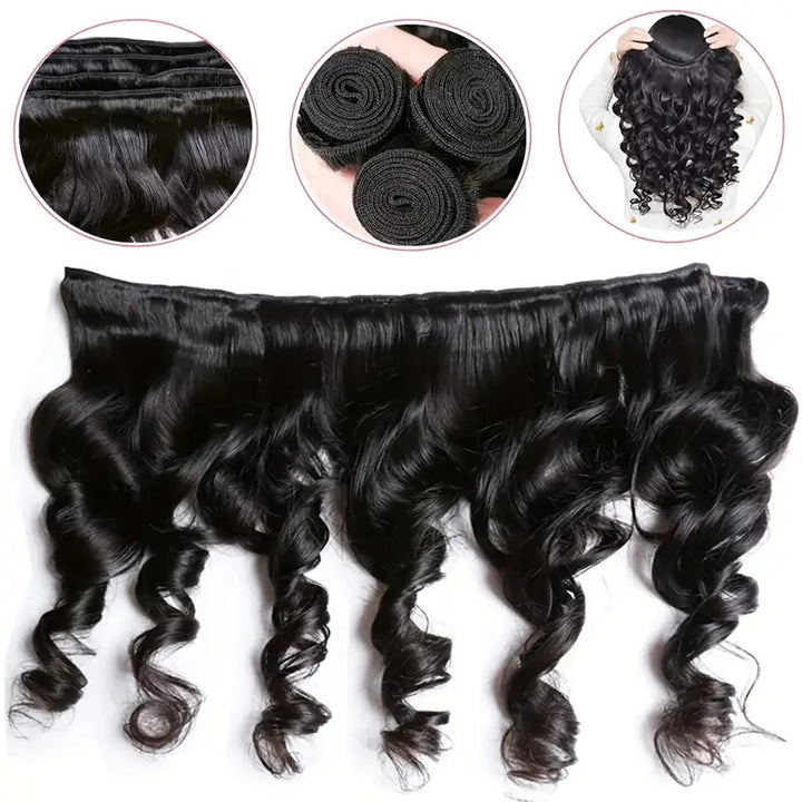 Allove Hair Brazilian Virgin Hair Loose Wave 3 Bundles Human Hair Weaves