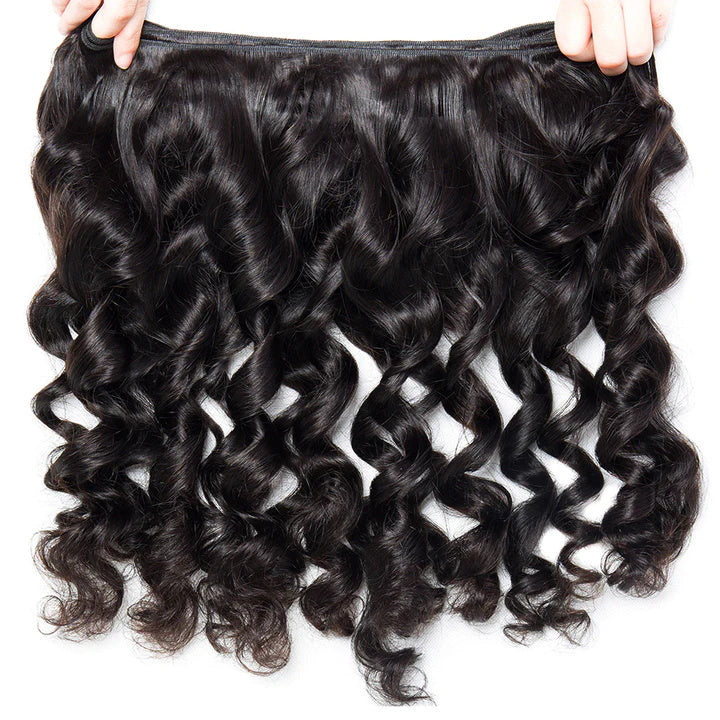 Allove Hair Brazilian Loose Wave Hair 3 Bundles With 4*4 HD Lace Closure Human Hair Bundles