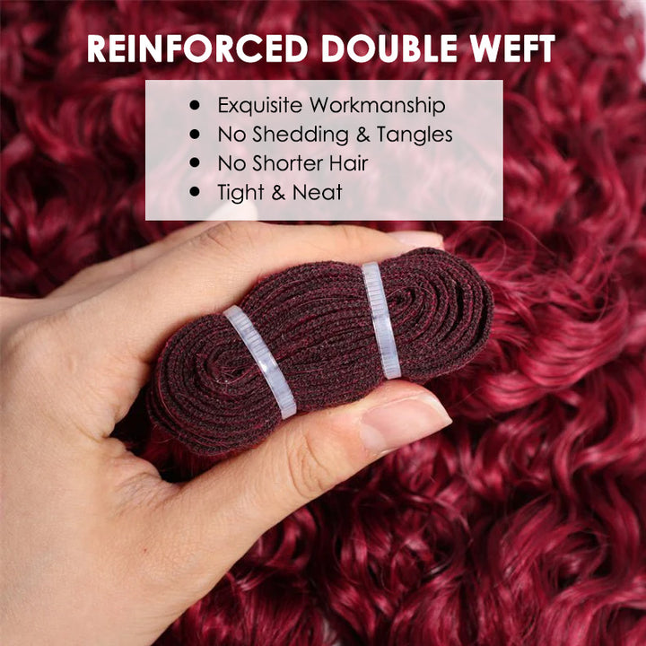 Allove Hair 99J Burgundy Color Burmese Curly Hair Bundles 12A Raw Virgin Human Hair Weave