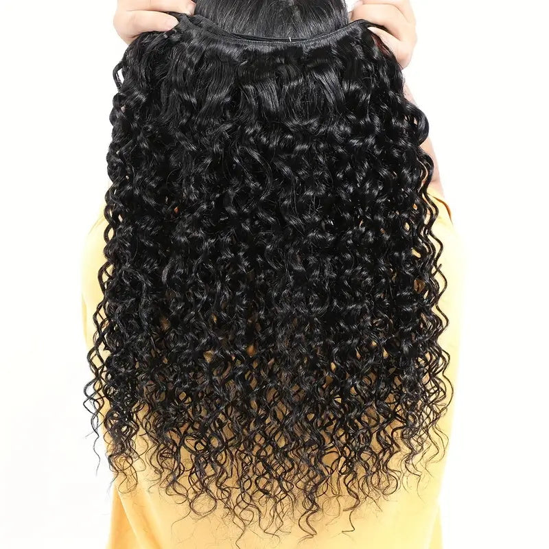 Malaysian Kinky Curly Virgin Human Hair 3 Bundles with 4*4 Lace Closure