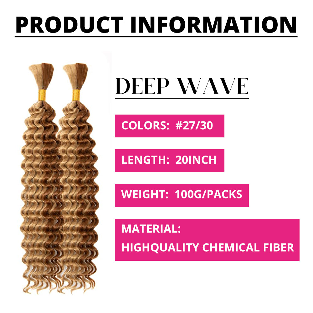 Allove P27/30 Human Braiding Hair for Boho Braids 28 Inch 100g Deep Wave Bundles No Weft for Braiding Knotless Deep Curly Bulk Hair Extensions - AlloveHair