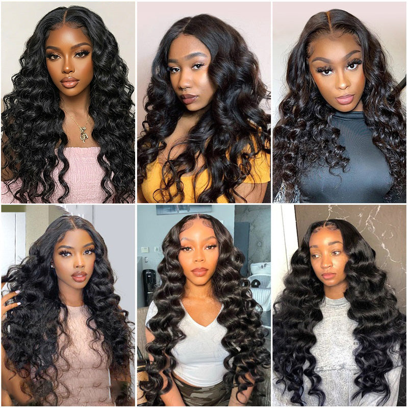 Brazilian Loose Wave Virgin Human Hair 3 Bundles With 2x6 Lace Closure Deep Parting - AlloveHair