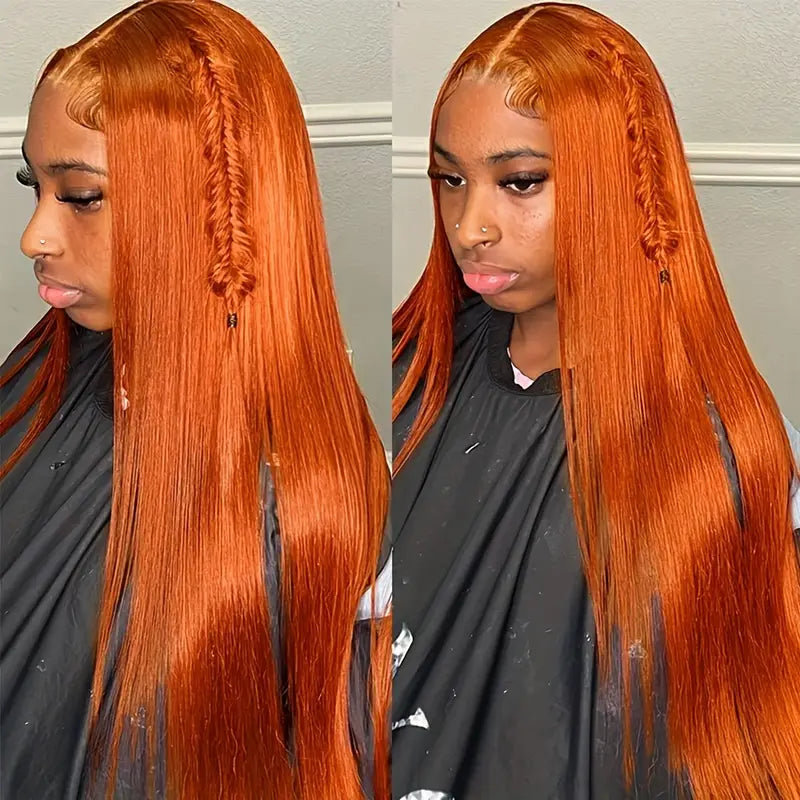 [ Halloween Deal - No Code Needed] Ginger Orange Straight / Body Wave Human Hair 13x4 Lace Frontal Wig Flash Sale