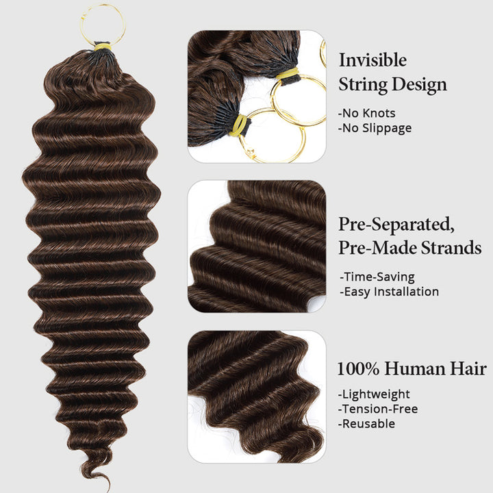 #4 Dark Brown Premium Deep Wave Crochet Human Hair for Miracle Knots Soft Defined Curls Easy Install