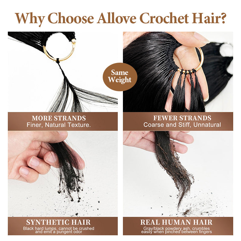 Body Wave Feather Crochet Human Hair Boho Braid Styles Miracle Knots Pre-Separated Crochet Hair Extensions - AlloveHair
