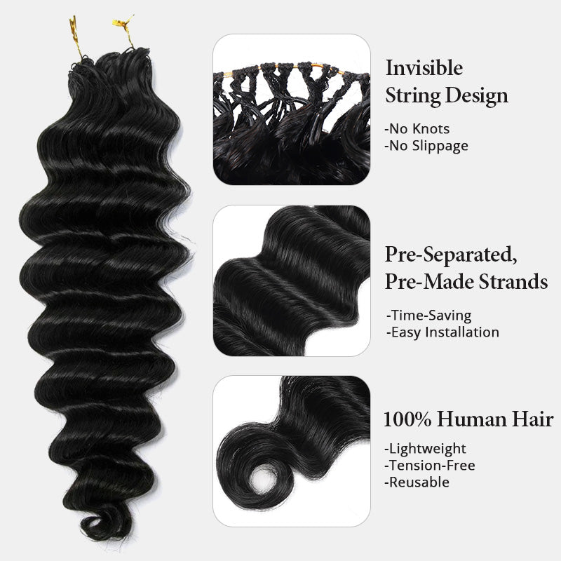Water Wave Feather Hair for Boho Braids Lightweight Pre Separated Crochet Hair- AlloveHair