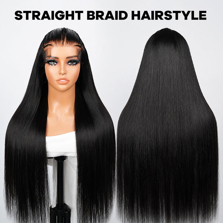 Pre-Everything Glueless 13x4 13x6 HD Lace Frontal Wig Free Parting Pre Braided Straight Hairstyle Ready to Go Wigs