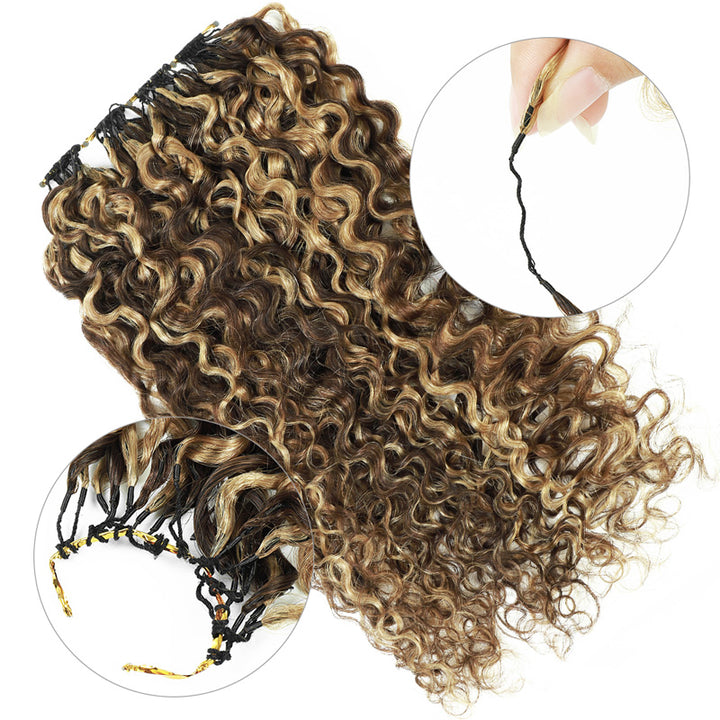 P4/27 Kinky Curly Feather Crochet Human Hair Highlight Boho Braids Crochet Weave Hair Extensions Pre Separated Hair Bundles