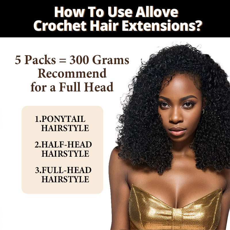 Kinky Curly Crochet Human Hair Miracle Knots Friendly for Boho Braids 100% Virgin Human Hair - AlloveHair