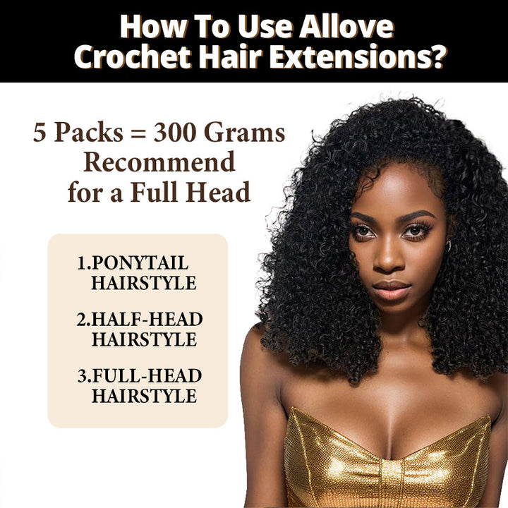 Kinky Curly Crochet Human Hair Miracle Knots Friendly for Boho Braids 100% Virgin Human Hair - AlloveHair