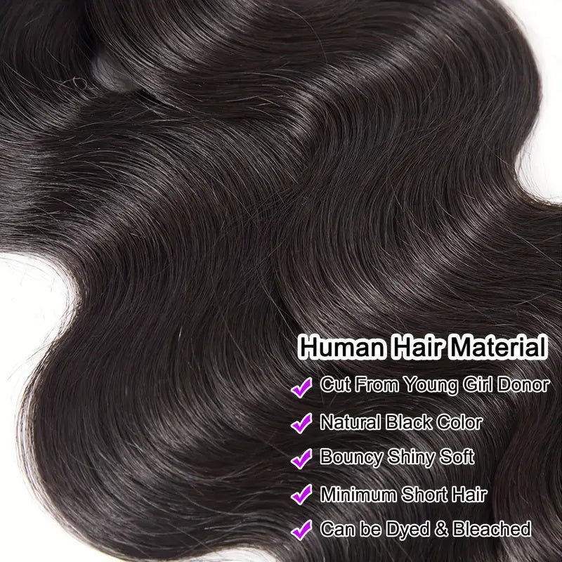 Allove Hair 38'' Long Body Wave Human Hair Weave Bundles Double Wefts