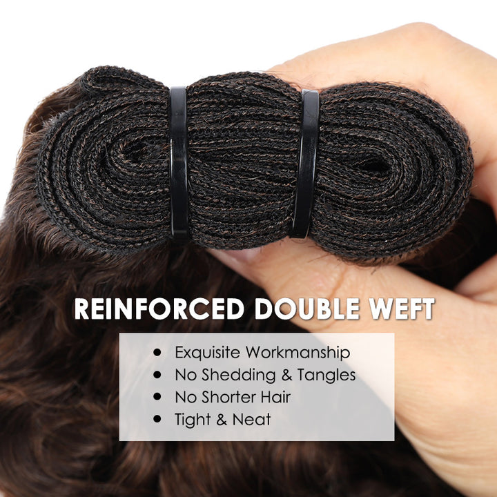 [Ship in 12Hours] Allove Premium Burmese Virgin Hair #4 Dark Brown Color Curly Hair Quick Weave 3/4 Bundles - AlloveHair