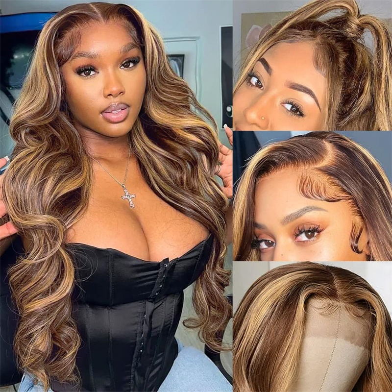 Pre Cut Lace Wig | P4/27 Brown Highlights Glueless 13*4 Body Wave Lace Front Wigs 180% Density