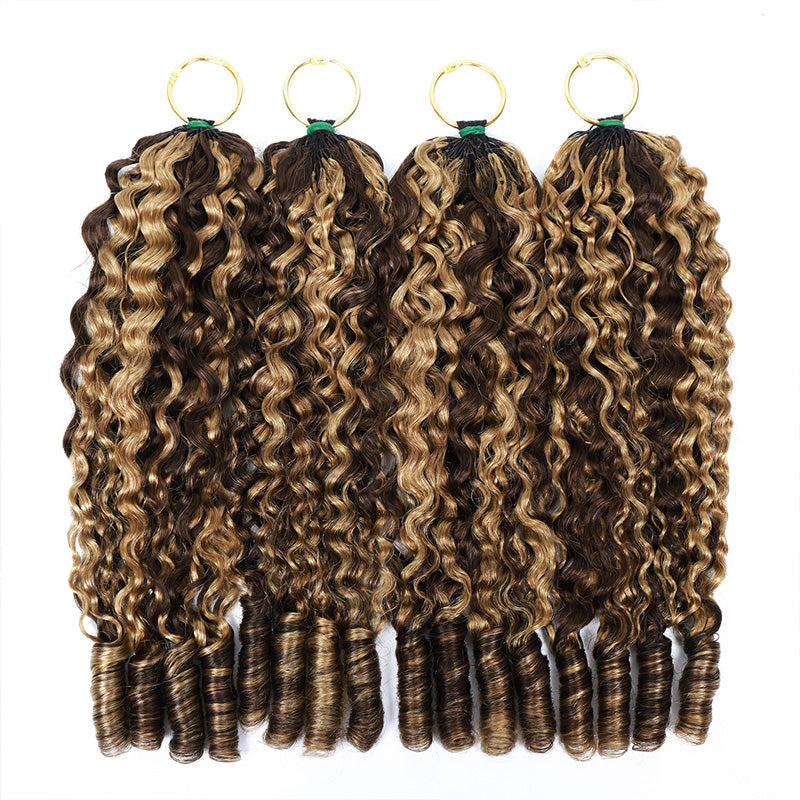 Highlight P4/27 Burmese Curly Feather Crochet Human Hair With Miracle Knots Pre-Separated 100% Virgin Human Hair