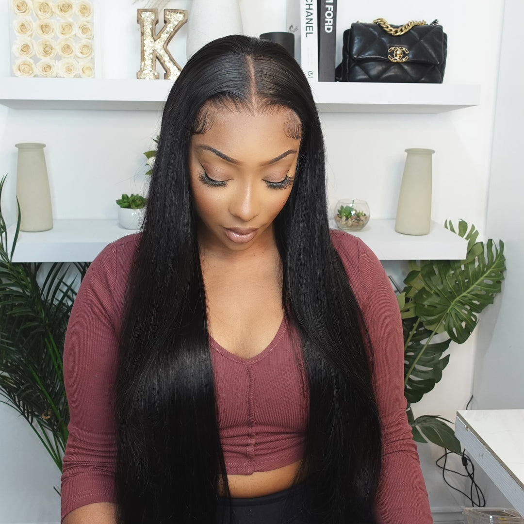 Straight Human Hair 4x4 Glueless Lace Front Wigs Ready To Go