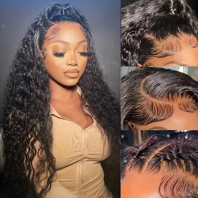 13x4 Water Wave Lace Front Wigs 180% Density Wet And Wavy HD Lace Wigs Pre Plucked With Baby Hair