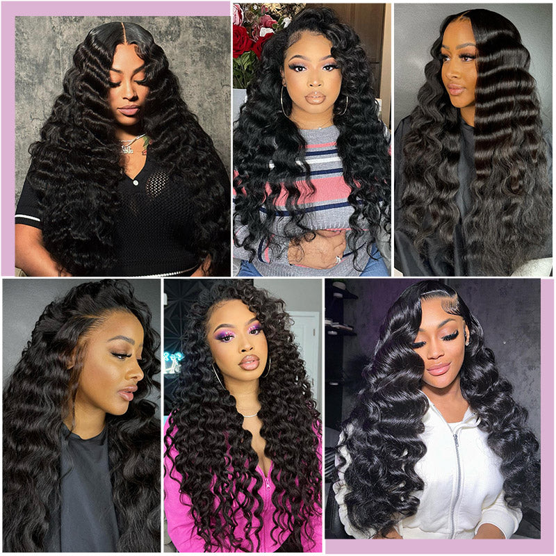 Allove Hair Loose Deep Wave 3 Bundles With 5*5 Lace Closure