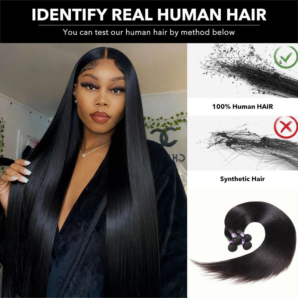 Super Long & Silky Straight Bundles 30-38 Inch Human Hair Weave for Woman