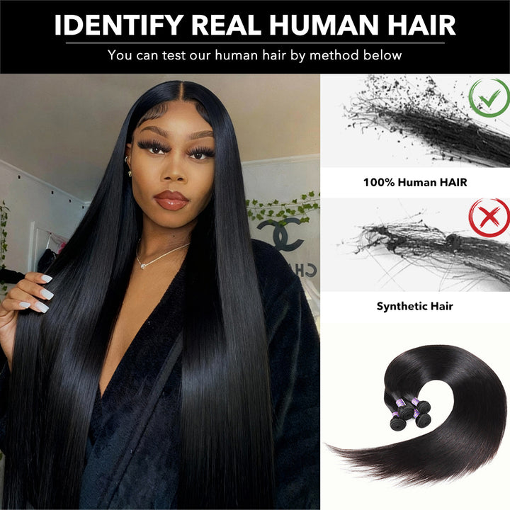 Super Long & Silky Straight Bundles 30-38 Inch Human Hair Weave for Woman