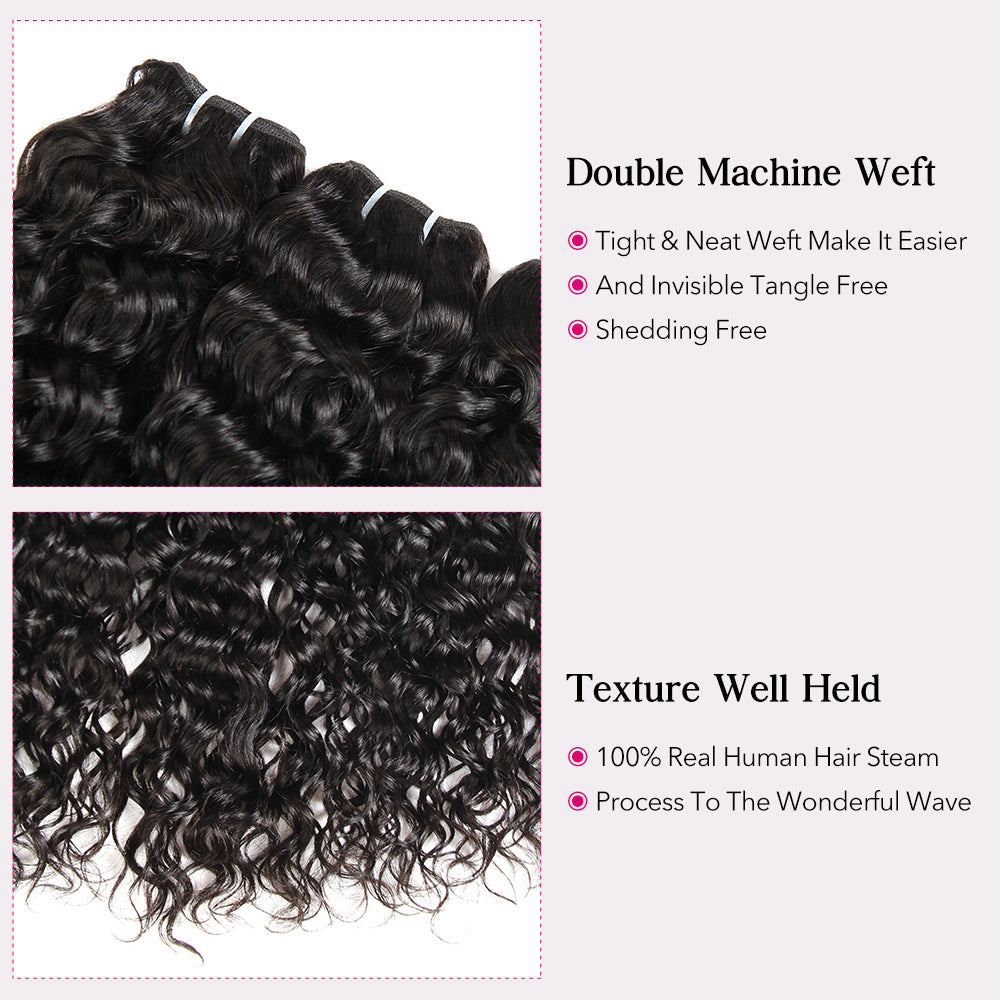 30-38 Inch Long & Thick Water Wave Hair Bundles Super Voluminous Human Hair Weave - AlloveHair