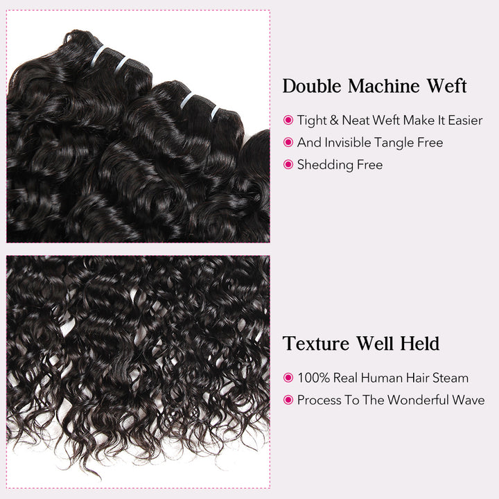 30-38 Inch Long & Thick Water Wave Hair Bundles Super Voluminous Human Hair Weave - AlloveHair