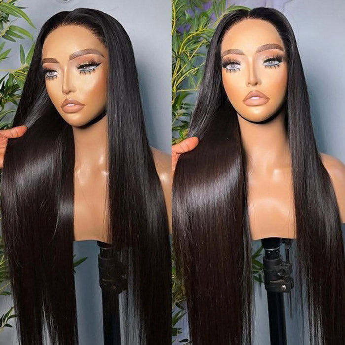 32Inch Wear And Go 4x4 Lace Closure Wig Straight Human Hair Glueless Lace Wigs with Pre Plucked
