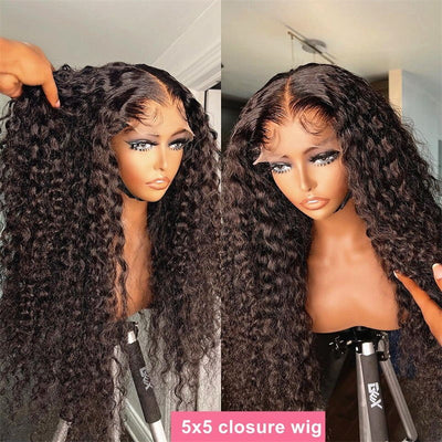 30Inch HD Undetectable Invisible 5x5 Glueless Wig Deep Wave Human Hair Wig With 3 Cap Sizes
